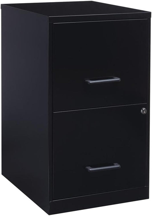 2 Drawers 24.5" Vertical Black Metal Filing Cabinet Lockable Pre-Assembled Stationary Letter Size for Home, Office-0