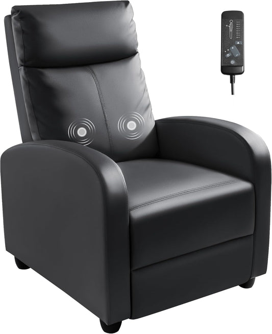 Recliner Chair, Recliner Sofa for Adults, Recliners Home Theater Seating with Lumbar Support, Reclining Sofa Chair for Living Room (Leather, Dark Black)-0