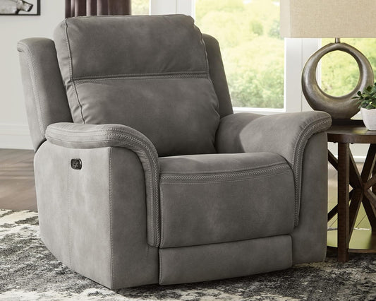 Next-Gen Durapella Power Recliner with Adjustable Headrest, Gray-1