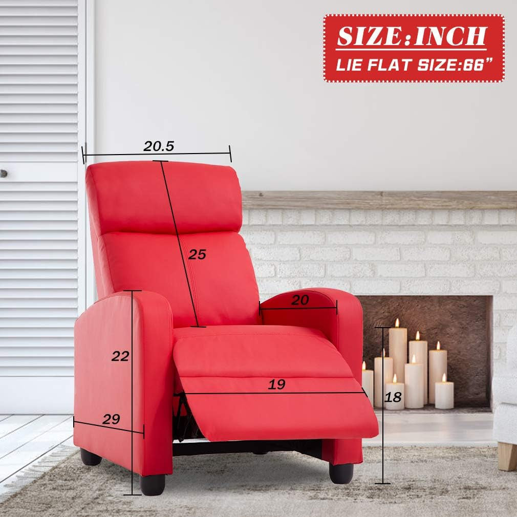 Recliner Chair for Living Room Recliner Sofa Reading Chair Winback Single Sofa Modern Home Theater Seating Lounge with PU Leather Padded Seat Backrest-1