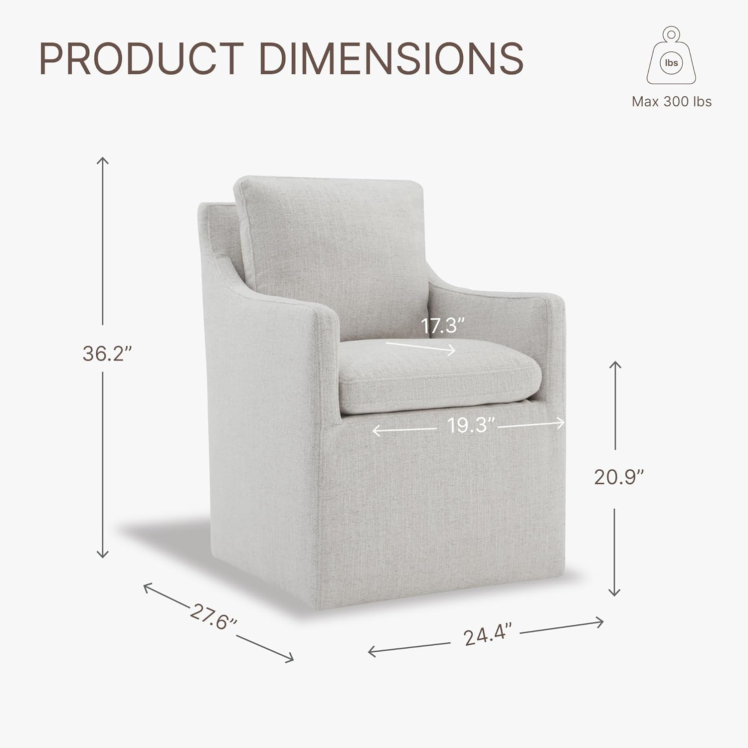 Upholstered Dining Chairs with Casters No Assembly Modern Accent Armchair with Rollers for Diningroom Bedroom Livingroom Reading Room,2 Pcs,Linen-2