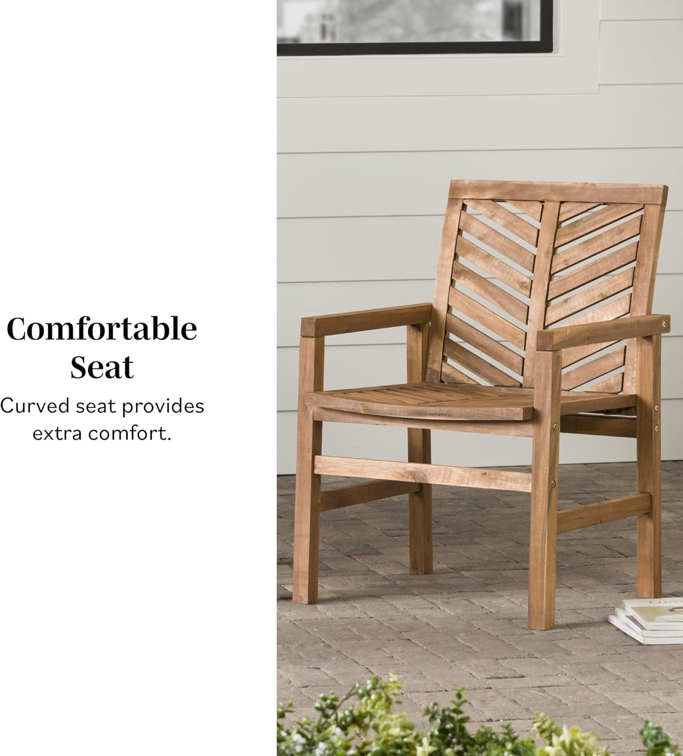 Dark Brown Chevron Wood 2-Piece Patio Chair Set-4