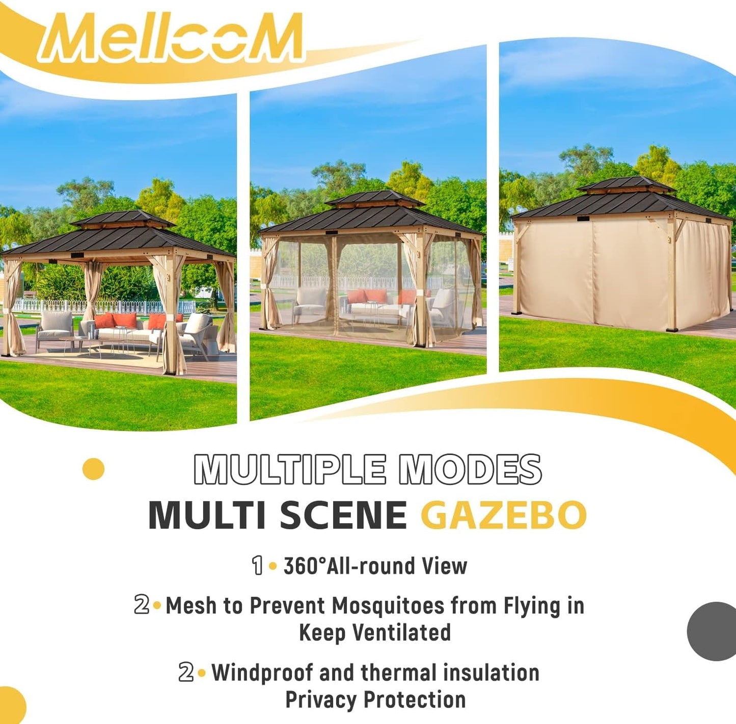 Spruce Wood Double Roof Gazebo 11x13-4