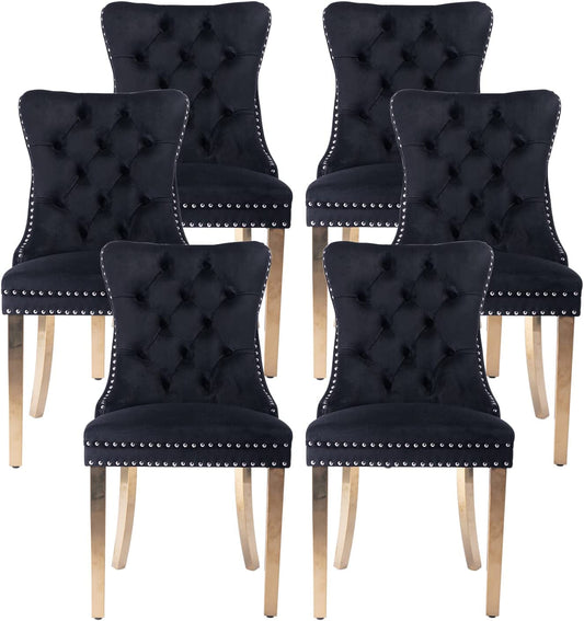 Velvet Dining Chairs Set of 6-0
