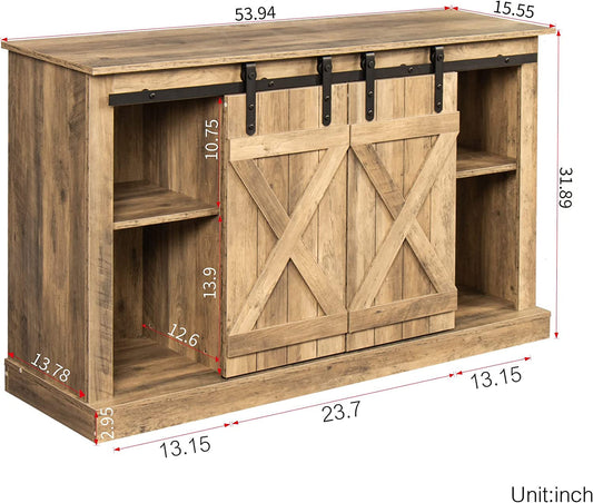 Rustic TV Stand with Sliding Barn Door-1