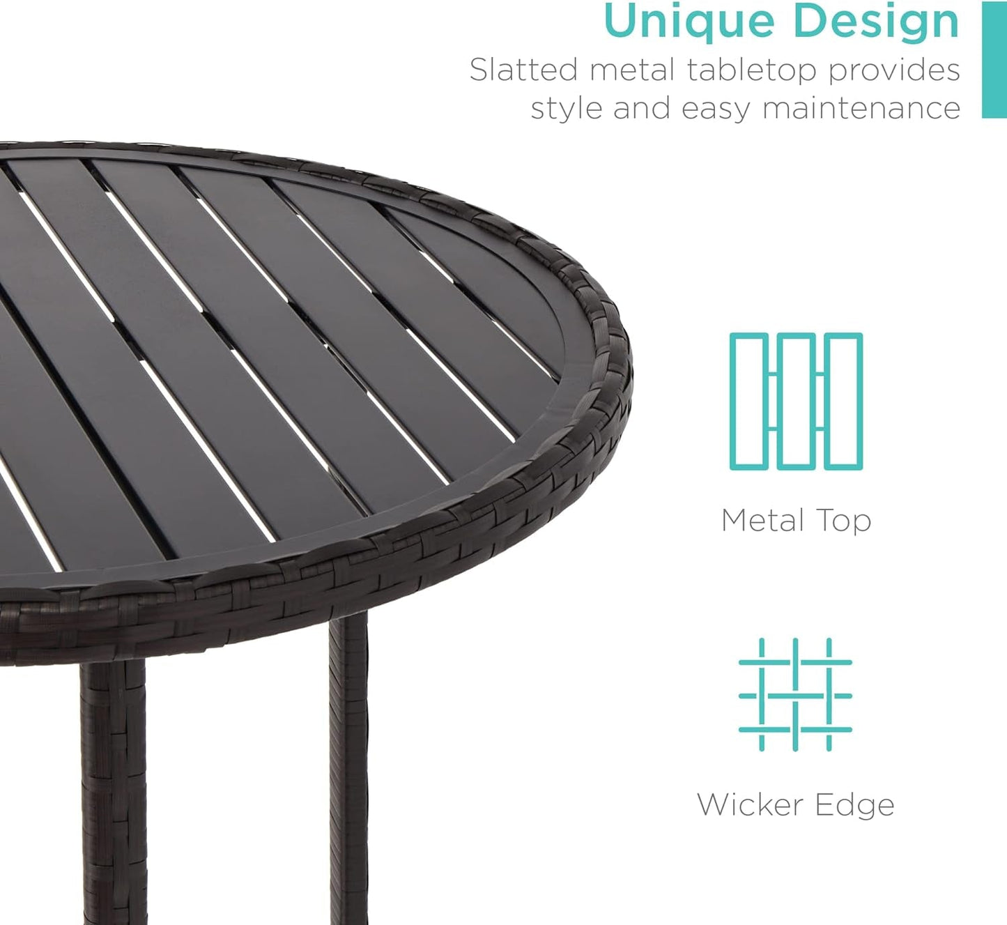 3-Piece Patio Bar Table Set, Outdoor Wicker Bar Height Bistro Furniture for Backyard, Poolside, Balcony W/Barstools, Cushions, Steel Frame – Brown/Beige-3