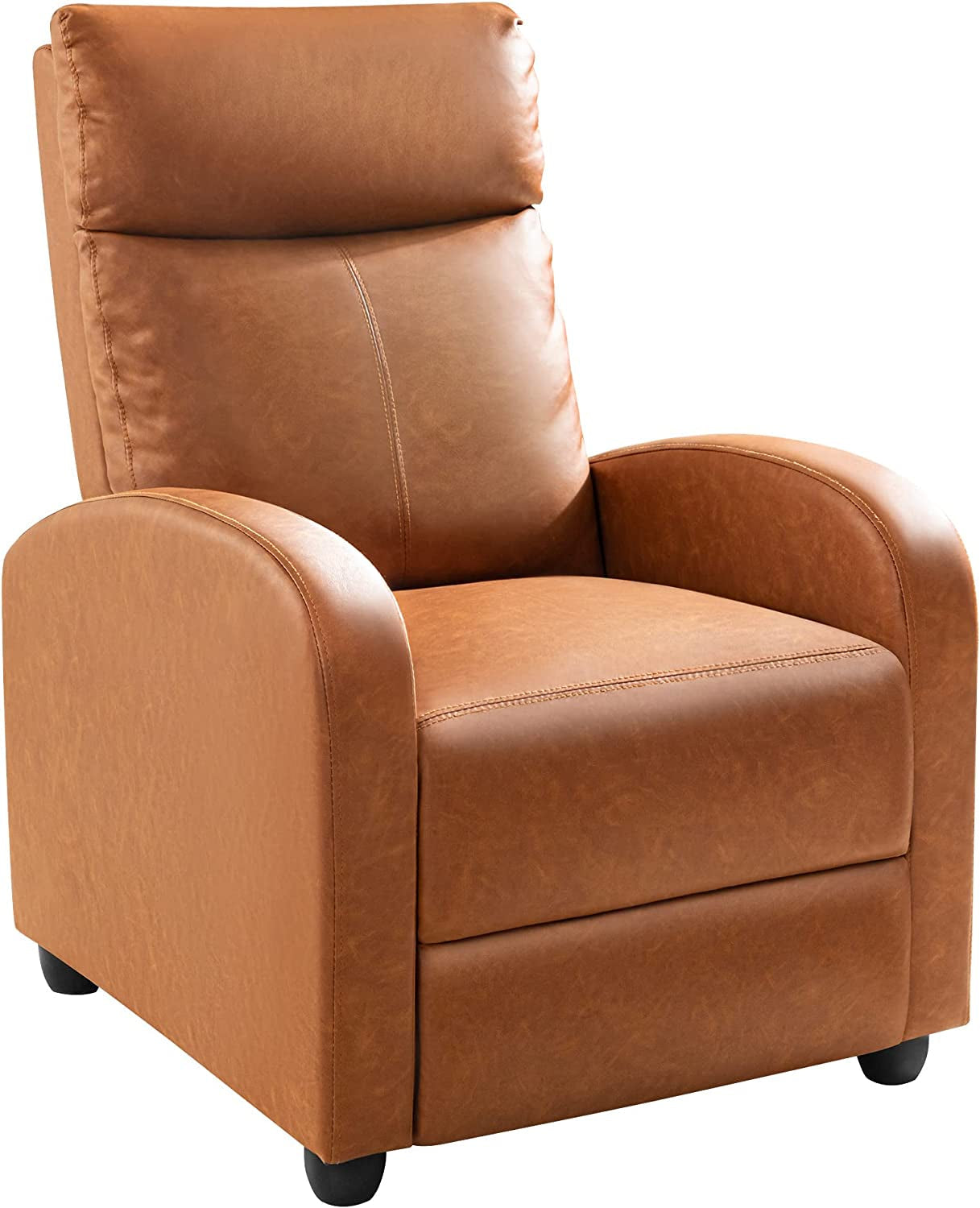 Padded Seat Leather Recliner Chair (Khaki)-1