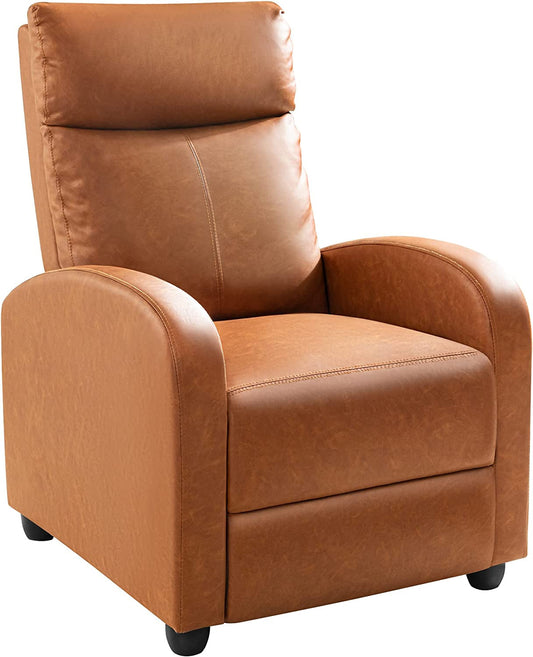 Padded Seat Leather Recliner Chair (Khaki)-1