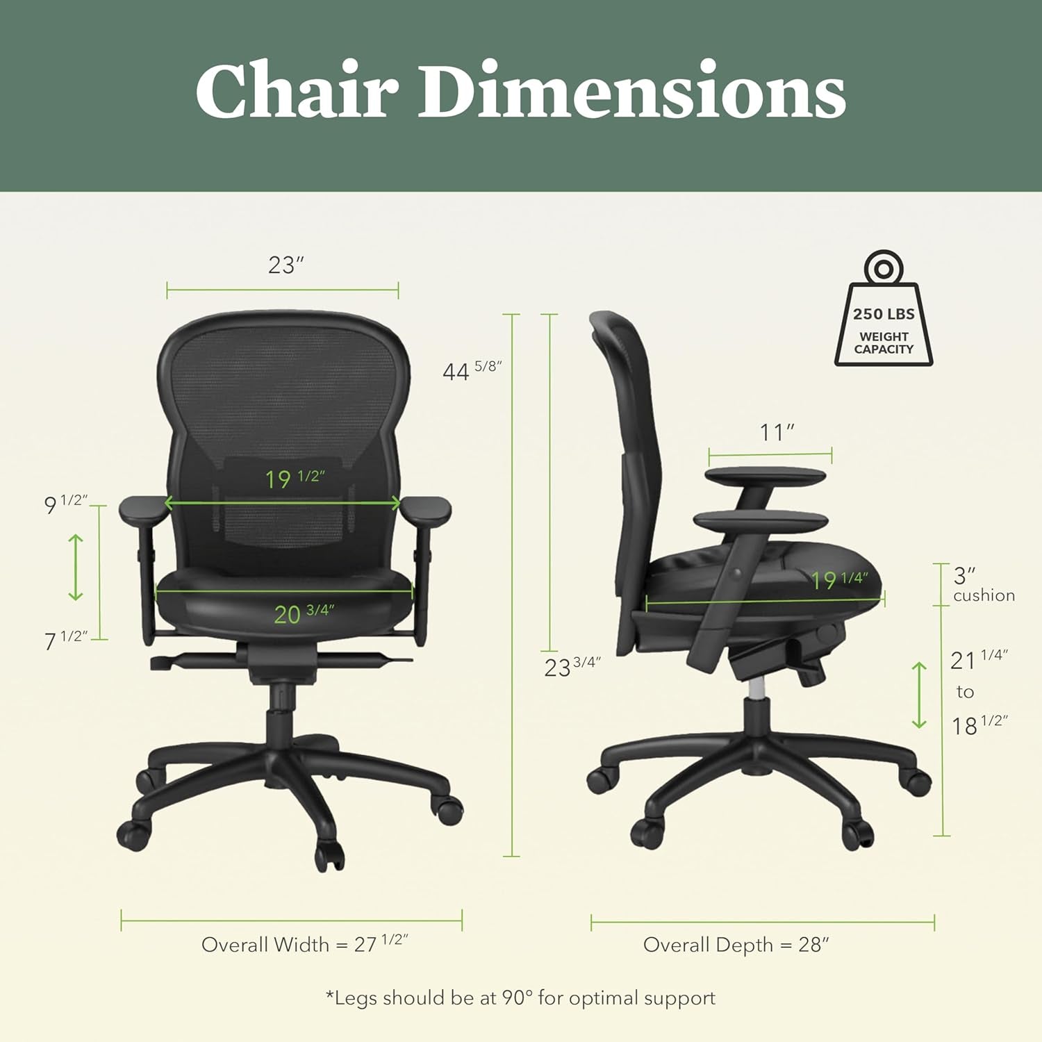 Wave High Back Office Chair Ergonomic Office Chair with Leather Seat, Breathable Back Mesh Desk Chair with Wheels and Arms, 360 Swivel, Synchro-Tilt Recline - Comfortable Home Office Desk Chair-1