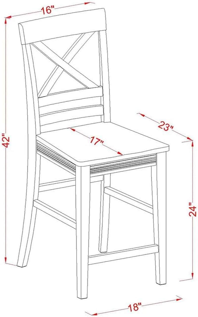 Quincy Counter Barstool-Pub Height Dining Chairs, Set of 2, Buttermilk & Cherry-2