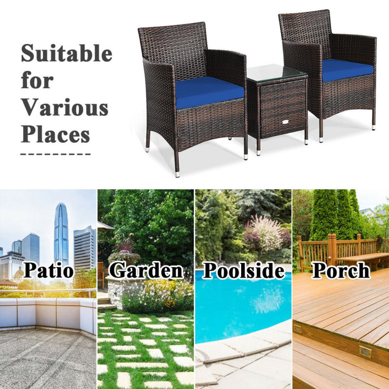 3 Pieces Ergonomic Wicker Patio Conversation Set-3