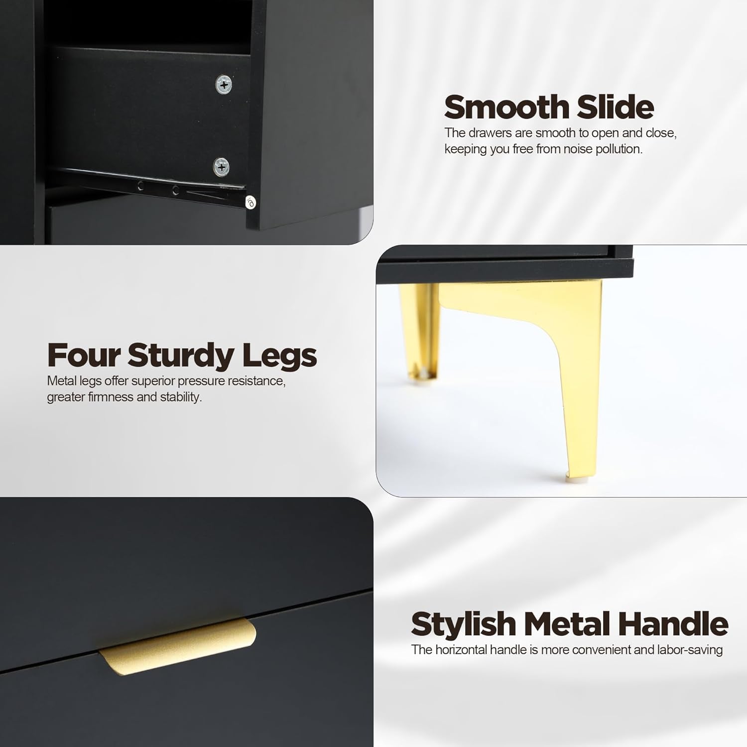 Dresser for Bedroom with 4 Drawers, Wood Chest of Drawers, Dresser Storage Cabinet, 4 Drawer Dresser for Bedroom, Living Room, Entryway, Cloakroom (Black)-4