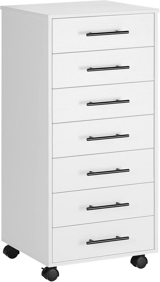 7-Drawer Chest, File Cabinet, Wooden File Cabinet, Office Cabinet with Drawers, Storage Cabinet, for Home Office, Study, Easy Assembly, White WT07WJ01-0