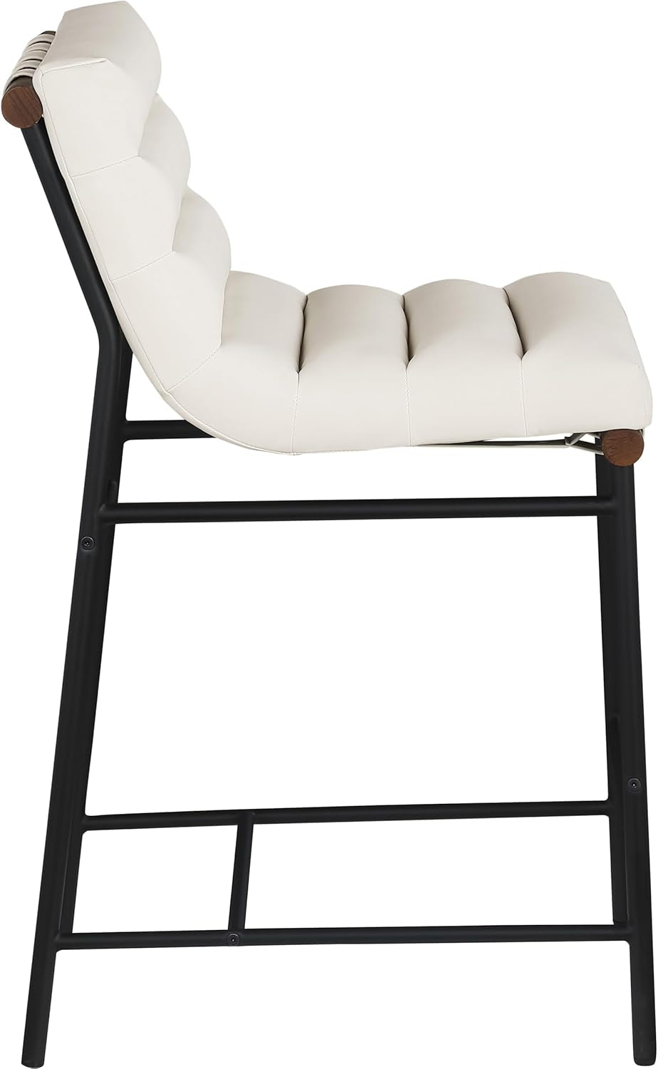 813Cream-C Burke Collection Modern | Contemporary Counter Stool with Soft Cream Vegan Leather, Cream Vegan Leather Straps, Matte Black Metal Frame, 18" W X 24" D X 37.5" H, Cream-4