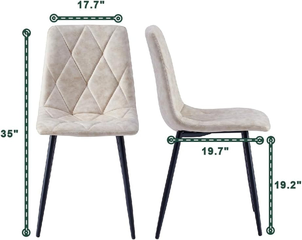 4 Set of Dining Chairs, Metal Frame Dining Chair for Kitchen Room,Technology Cloth Seat Chair for Living Room, Bedroom(Beige)-1