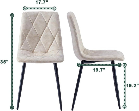 4 Set of Dining Chairs, Metal Frame Dining Chair for Kitchen Room,Technology Cloth Seat Chair for Living Room, Bedroom(Beige)-1