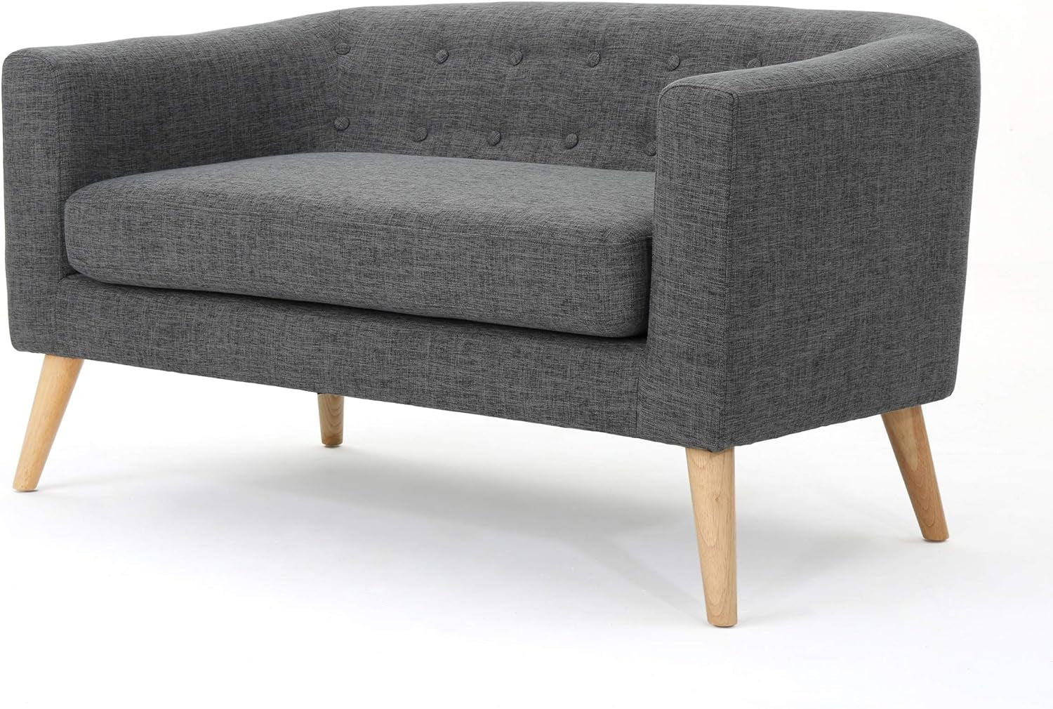 Grey Mid-Century Loveseat: Modern, Stylish Design-1