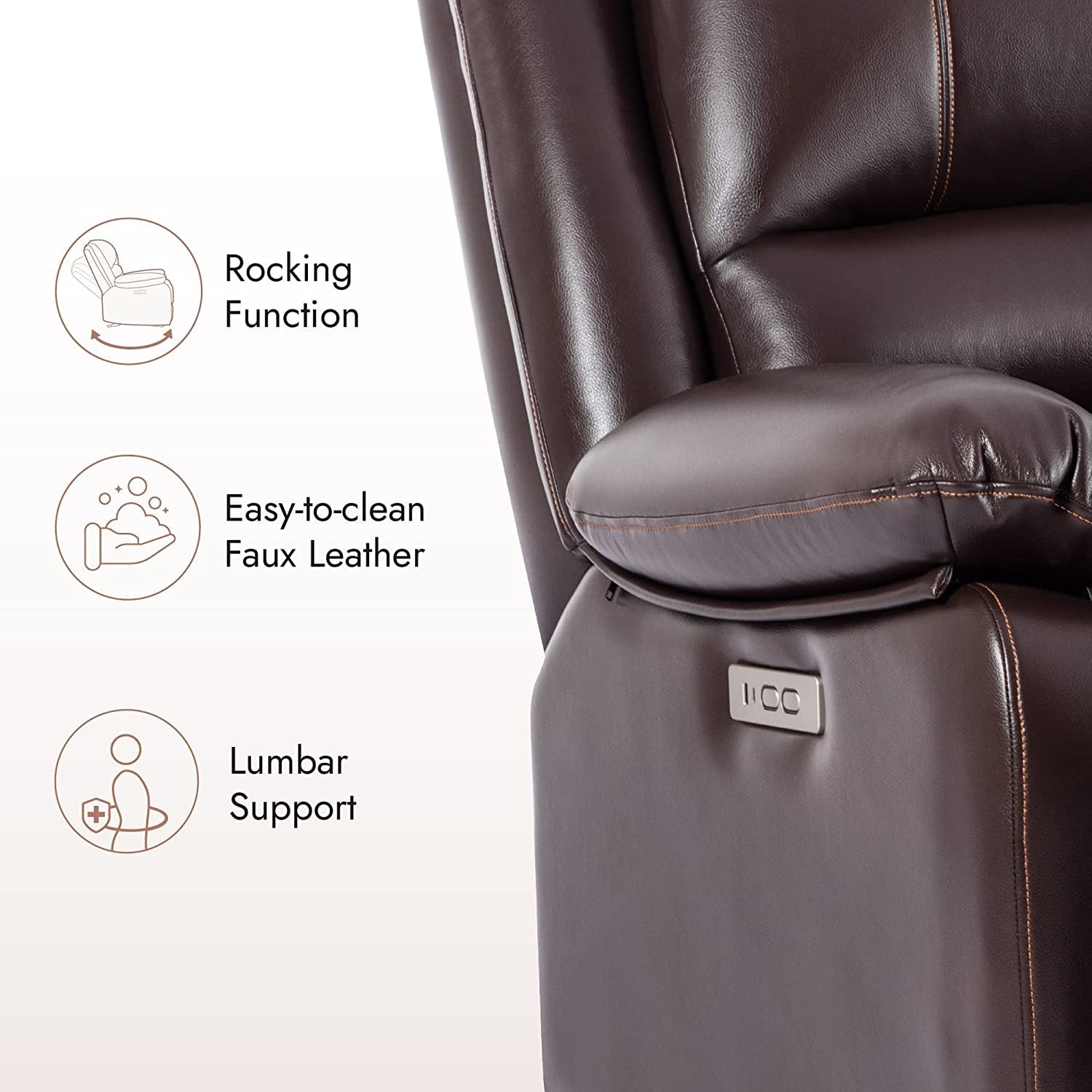 Faux Leather Electric Glider Reclining Chair-4