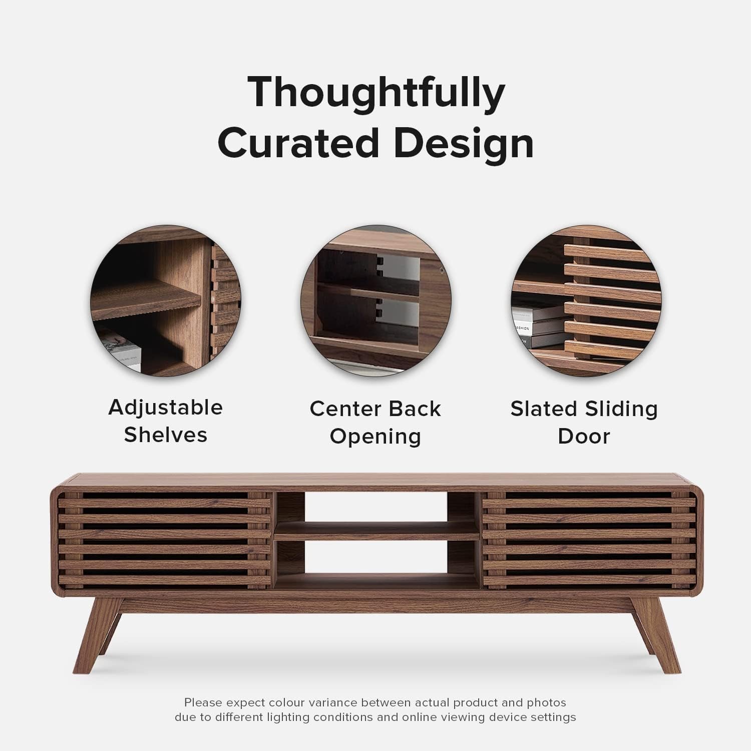 59" Walnut Mid Century Modern TV Stand-4