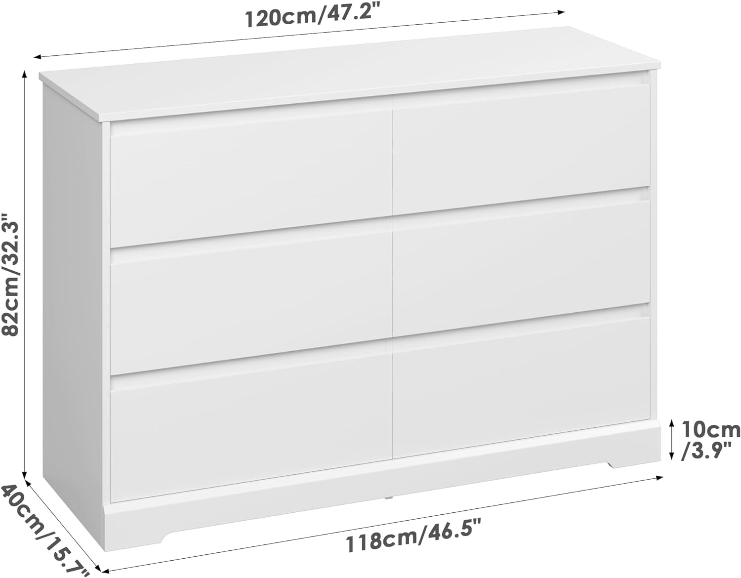 White 6-Drawer Dresser with Deep Storage-2