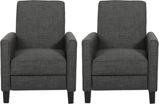 Emmie Fabric Recliner (Set of 2), Moss Gray, Dark Brown-0