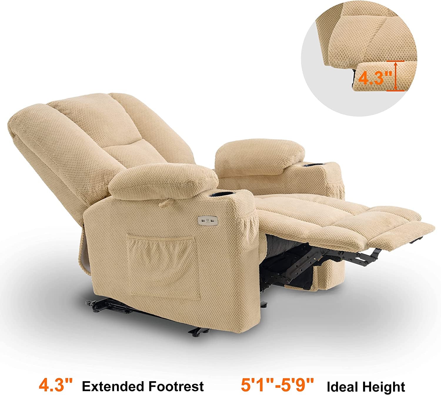 Fabric Electric Power Recliner Chair with Heat-4