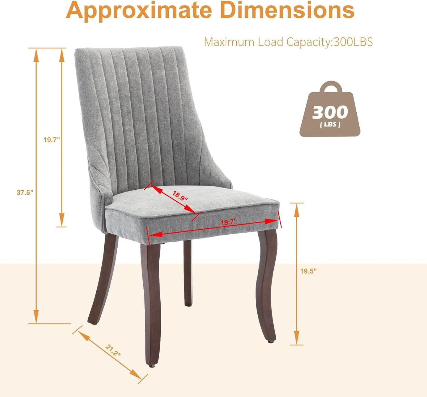 Velvet Dining Chairs Set of 4,Comfy Fabric Upholstered Accent Chairs for Kitchen Living Room,Channel Tufted Dining Room Chairs with Curved Solid Wood Legs(Gray)-2