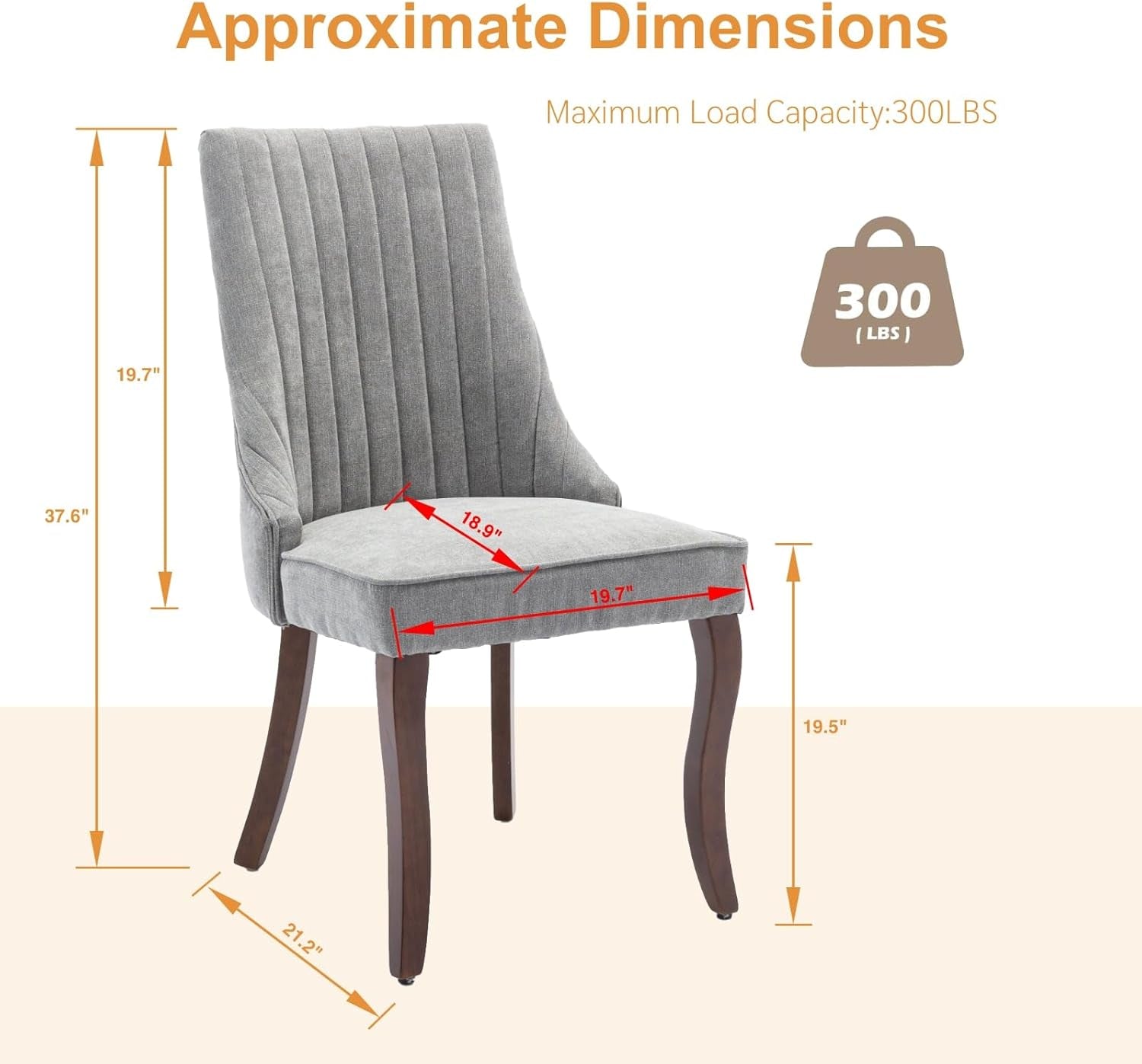 Velvet Dining Chairs Set of 4,Comfy Fabric Upholstered Accent Chairs for Kitchen Living Room,Channel Tufted Dining Room Chairs with Curved Solid Wood Legs(Gray)-2