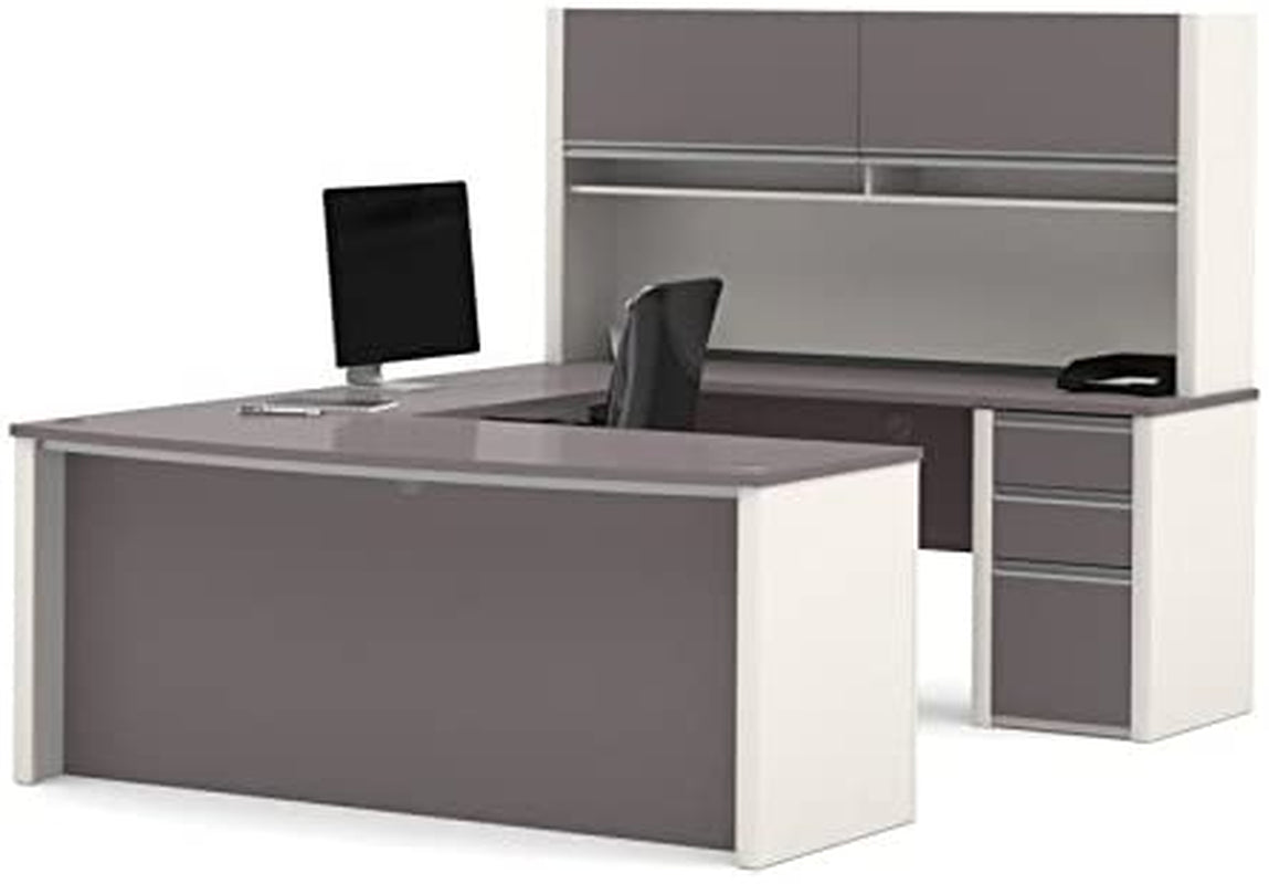 Connexion U-Shaped Workstation with Three Drawers, Slate-1