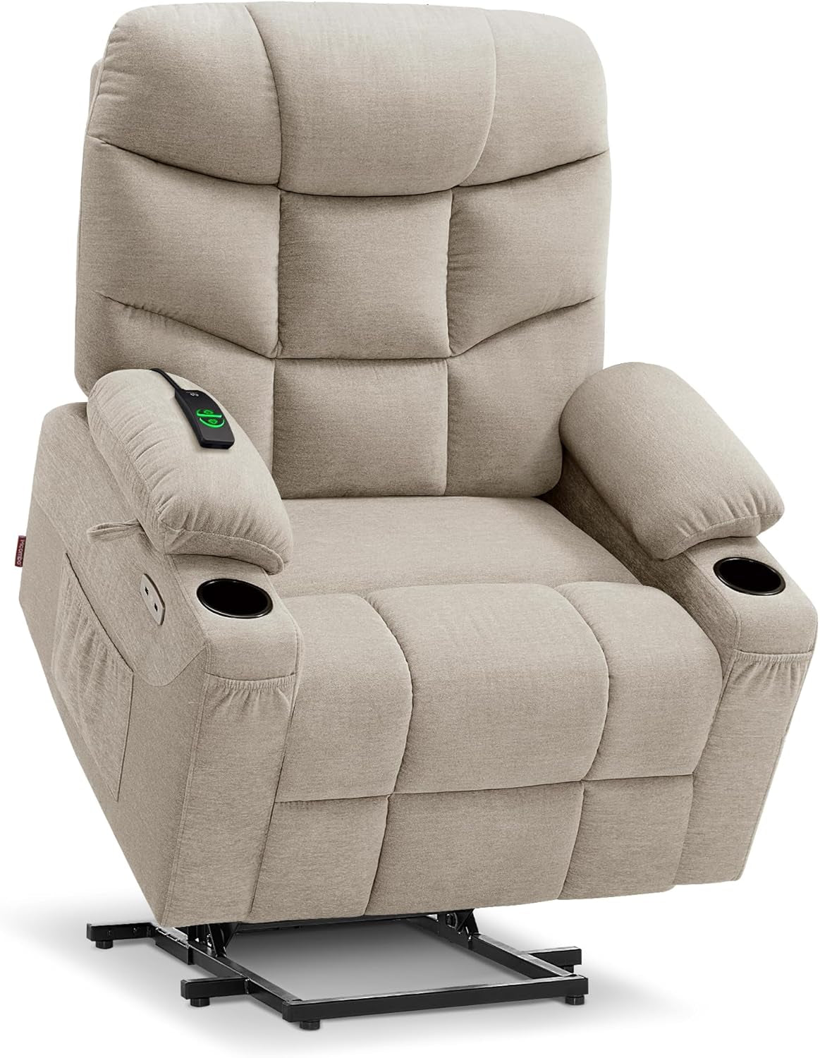 Power Lift Recliner Chair with Extended Footrest for Elderly People, Fabric 7287 (Oatmeal, Medium-Regular)-0