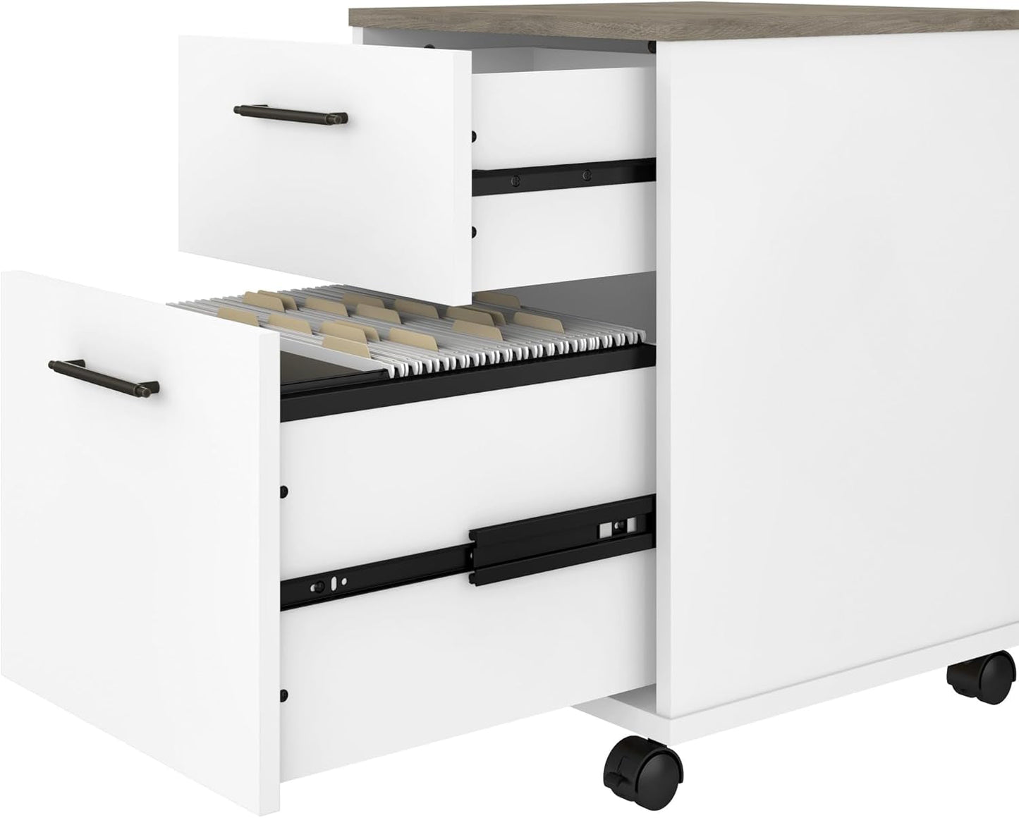 Bush KWF116G2W-03 2-Drawer Mobile File Cabinet Ltr/Lgl Shiplap Gray/Pure White 15.51-Inch-3