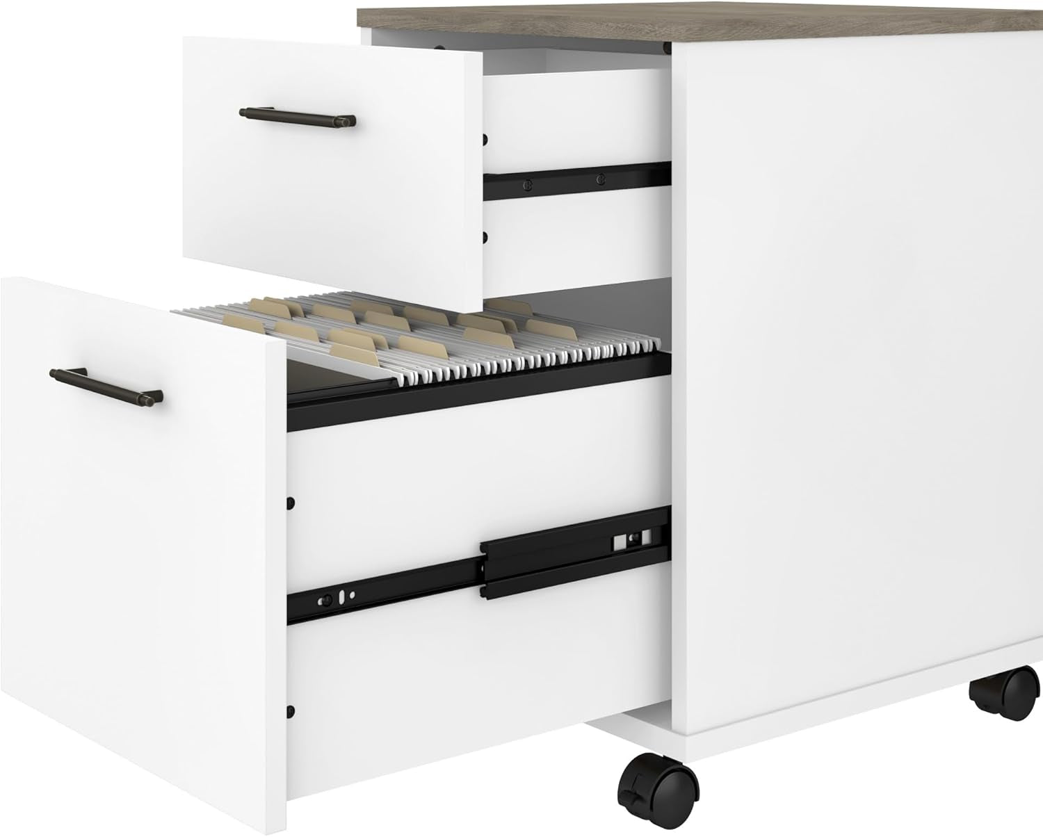 Bush KWF116G2W-03 2-Drawer Mobile File Cabinet Ltr/Lgl Shiplap Gray/Pure White 15.51-Inch-3