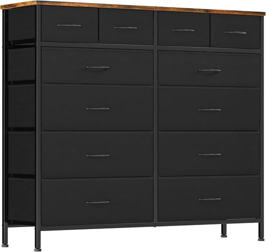 Dresser for Bedroom with 12 Drawers, Tall Fabric Drawer Dresser, Compact Chest of Drawers for Closet, Nursery, Bedside, Living Room, Laundry, Entryway, Hallway-0