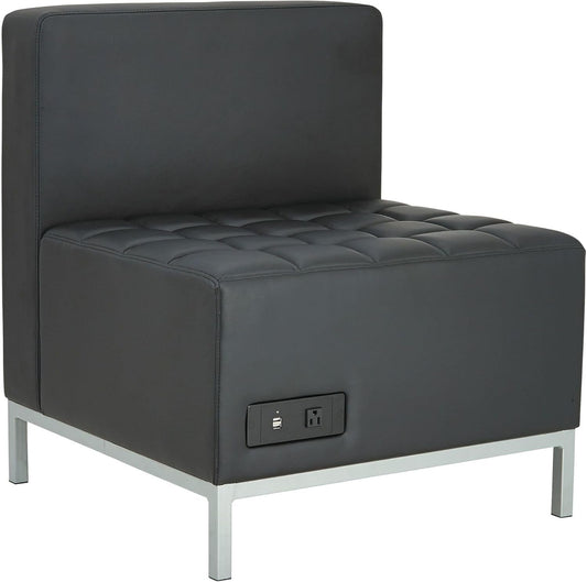 ALEQB8116P 26.38 In. X 26.38 In. X 30.5 In. QUB Series Powered Armless L Sectional - Black-0
