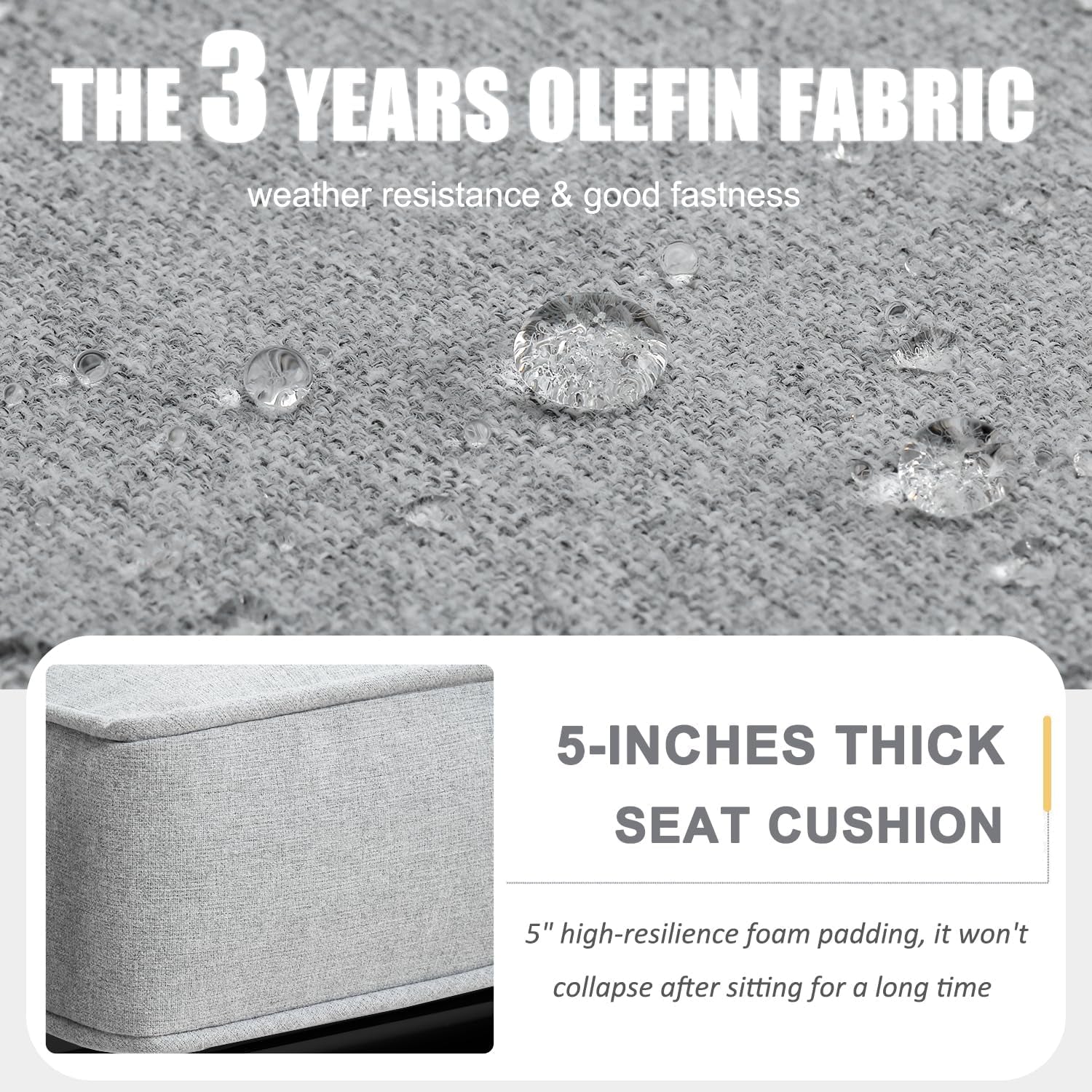 Aluminum Furniture Set with Fire Pit Table, 5 Pieces Patio Sectional Conversation Chat Sofa Modern Seating Set-2