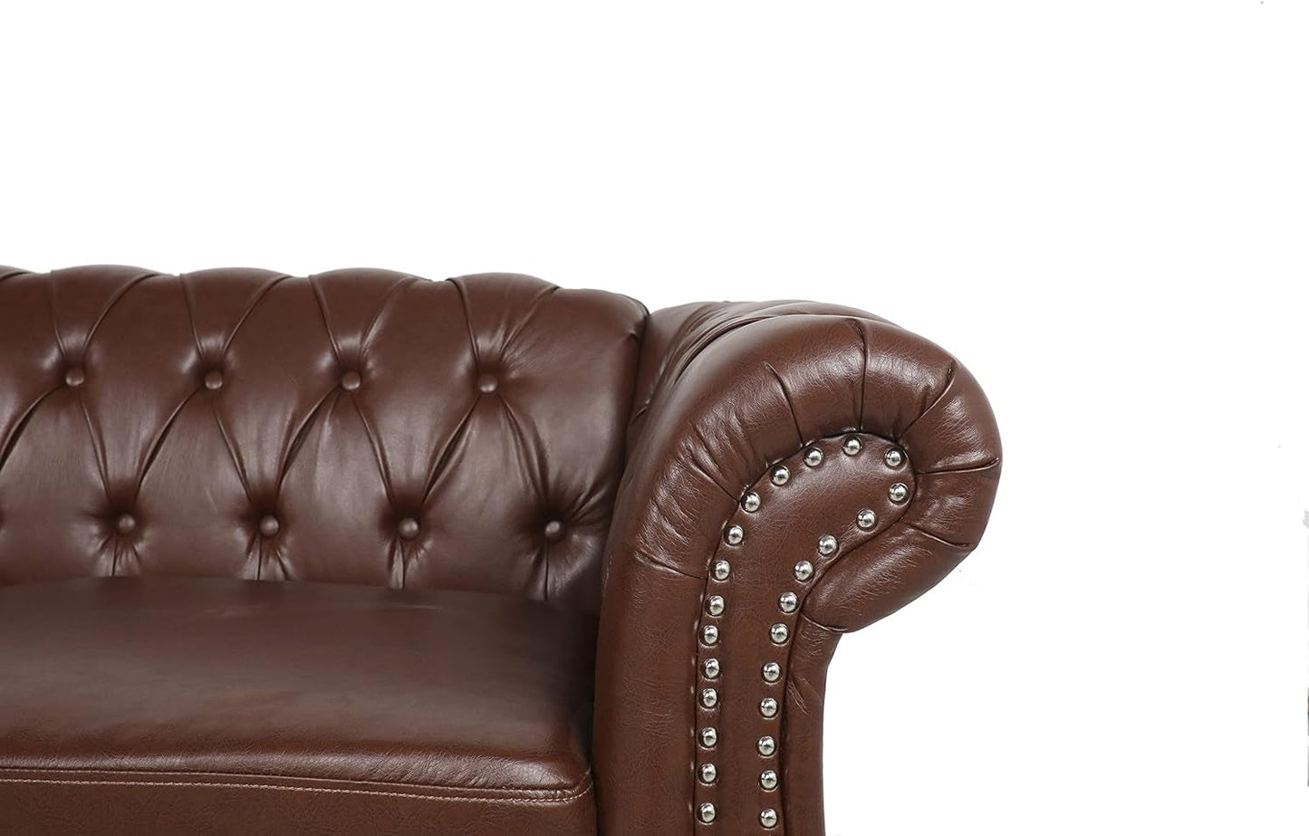 Sectional Modular Sofa Couches, PU Leather Modular Sofa Furniture Set Tufted Cushion Suitable for Small Space Configuration, Office Meeting Room Couch (PU Brown, 1-2)-4