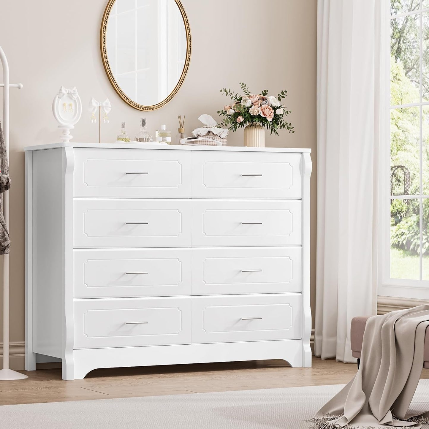 White Dresser with 8 Deep Drawers-2