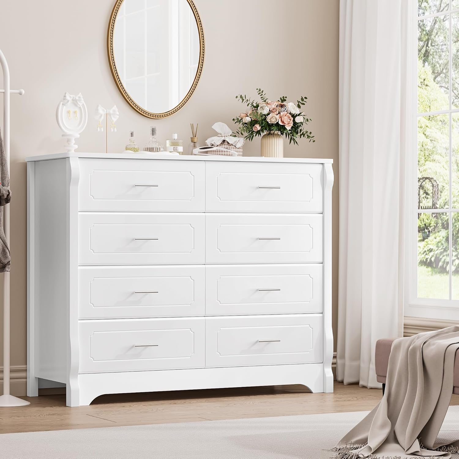 White Dresser with 8 Deep Drawers-2