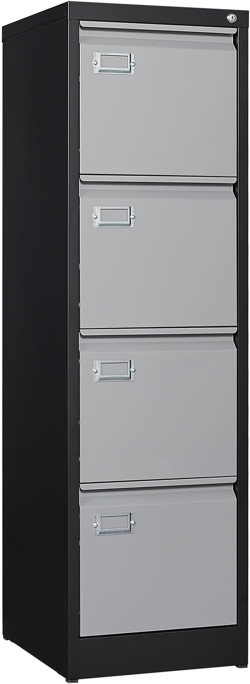 4 Drawer File Cabinet, Vertical Filing Cabinets with Lock, Metal File Cabinets for Home Office, Anti-Tip 4 Storage Drawers for Letter/Legal/A4/F4 Size (Assemble Required, Black)-0