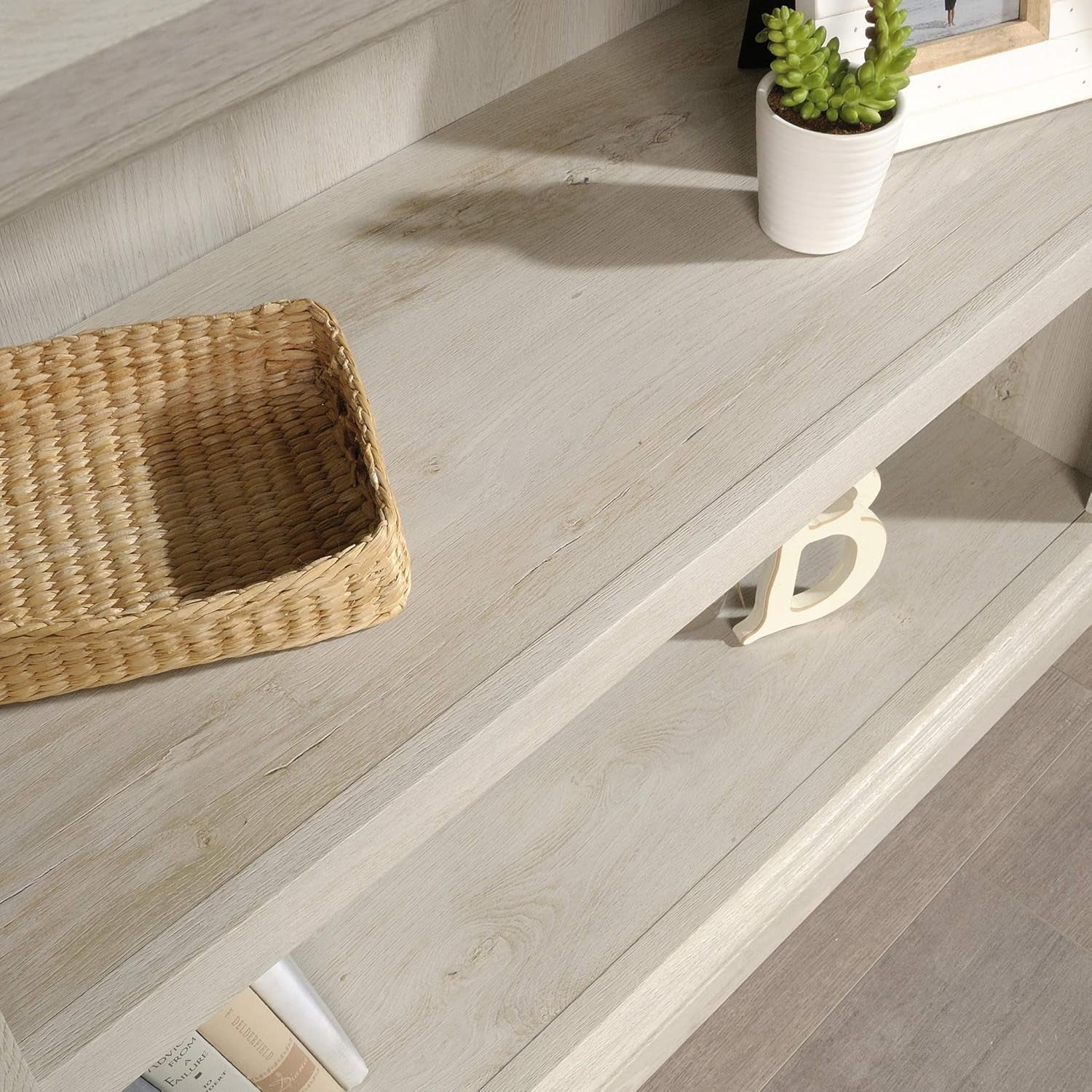 2 Tier Book Shelf Wooden Bookcase Multipurpose Bookshelf for Home Office, Living Room, in Chalked Chestnut-4