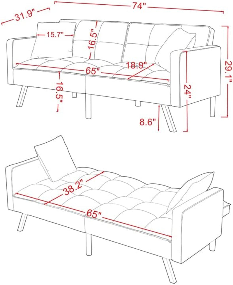 Adjustable Loveseat Sofa Bed with Metal Legs-1