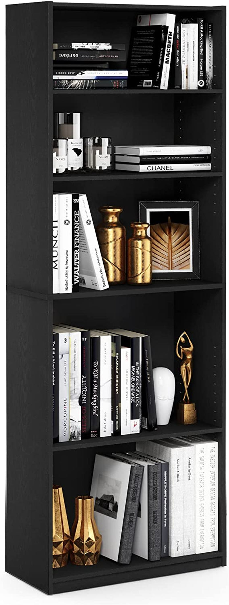 JAYA Black 5-Tier Bookcase for Home-3