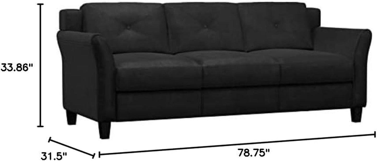 3-Piece Set with Microfiber Chair & Loveseat & Sofa in Black-2
