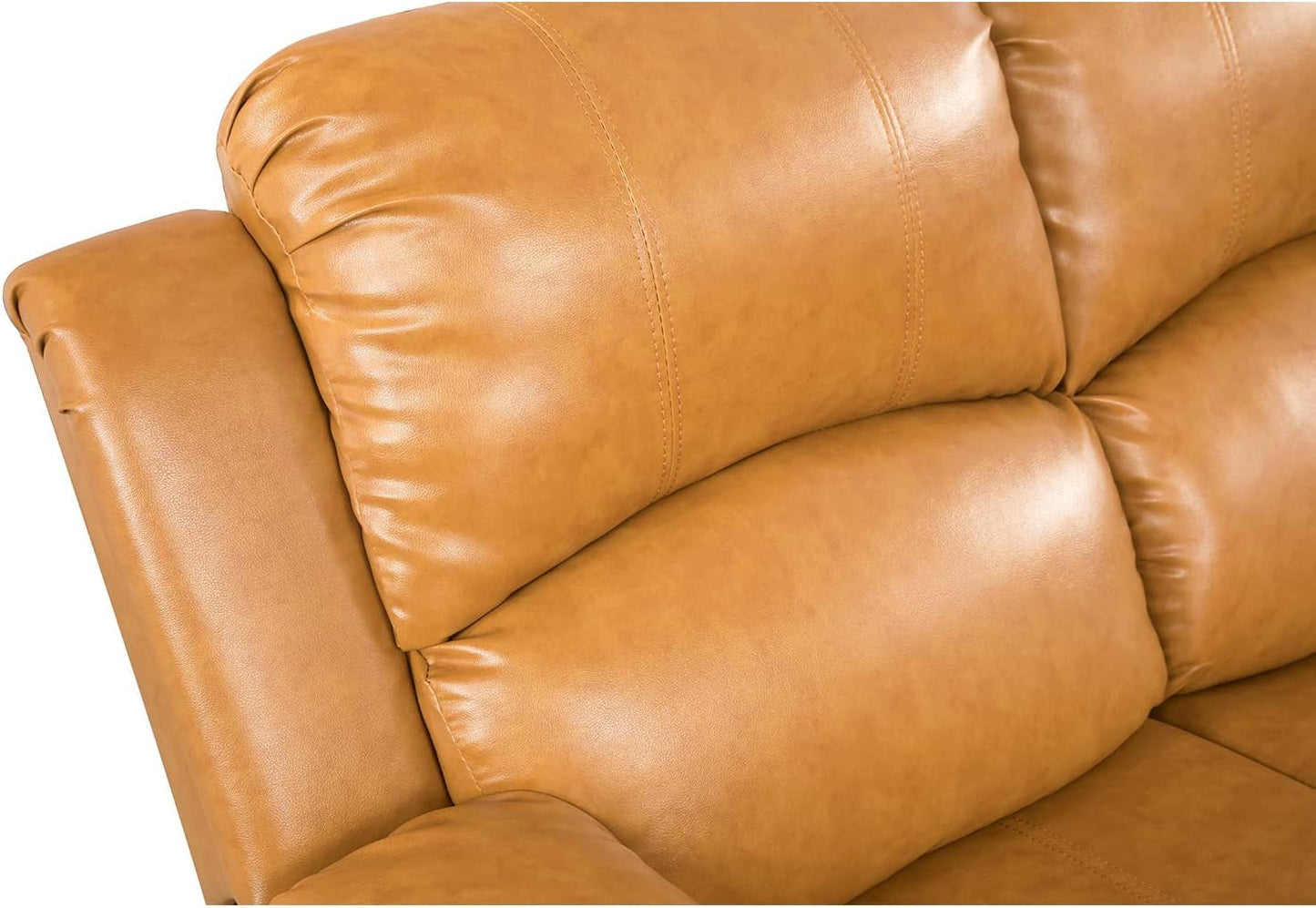 Manual Reclining Sofa 3 Seater Recliner Sofa Couch Living Room Furniture Modern Leather Reclining Sofa with Cup Holders & Flip-Down Table for Living Room/Office/Rv Car (Ginger, 3 Seater Sofa)-4