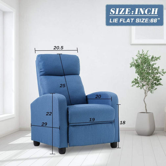 Recliner Chair for Living Room Home Theater Seating Single Reclining Sofa Lounge with Padded Seat Backrest (Blue)-0