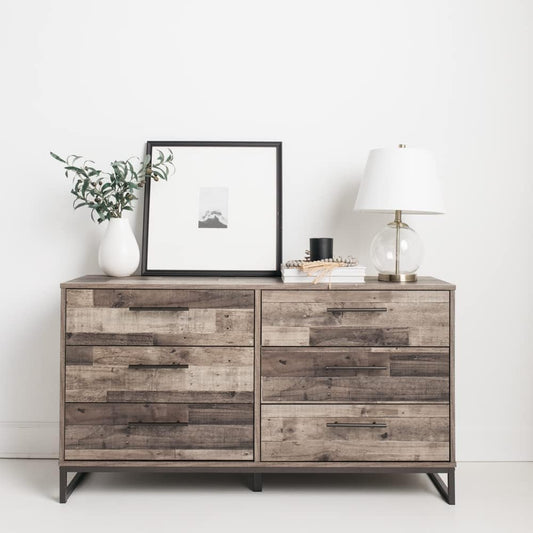 Neilsville Industrial Butcher Block Style Dresser, Natural Pallet Brown,Grey-1