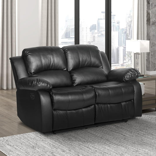62.5" Black Wall Hugger Recliner Loveseat-0