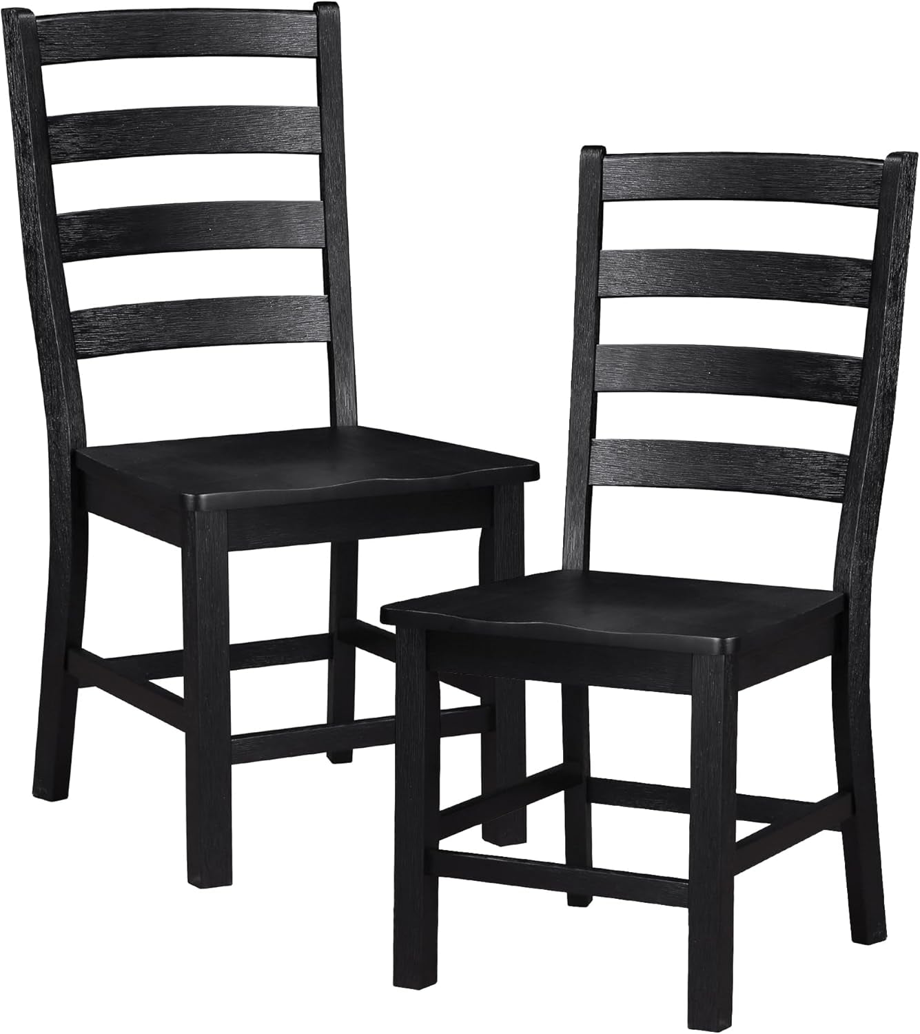 Dining Chairs Set of 2, Dining Chairs with Solid Wood Legs and Footrest, High Ladder Back Farmhouse Dining Chairs, Wooden Dining Room Chairs, Black-2