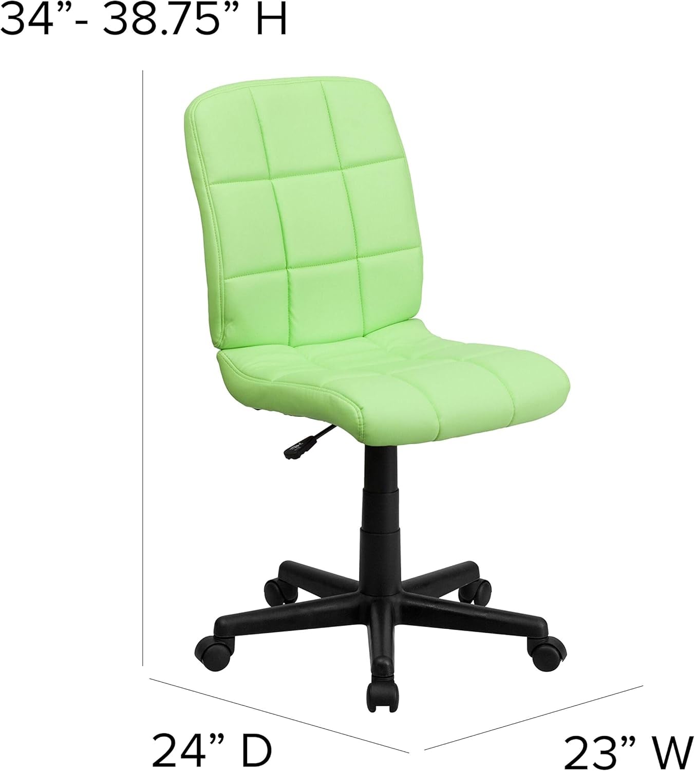 Clayton Mid-Back Green Quilted Vinyl Swivel Task Office Chair-2
