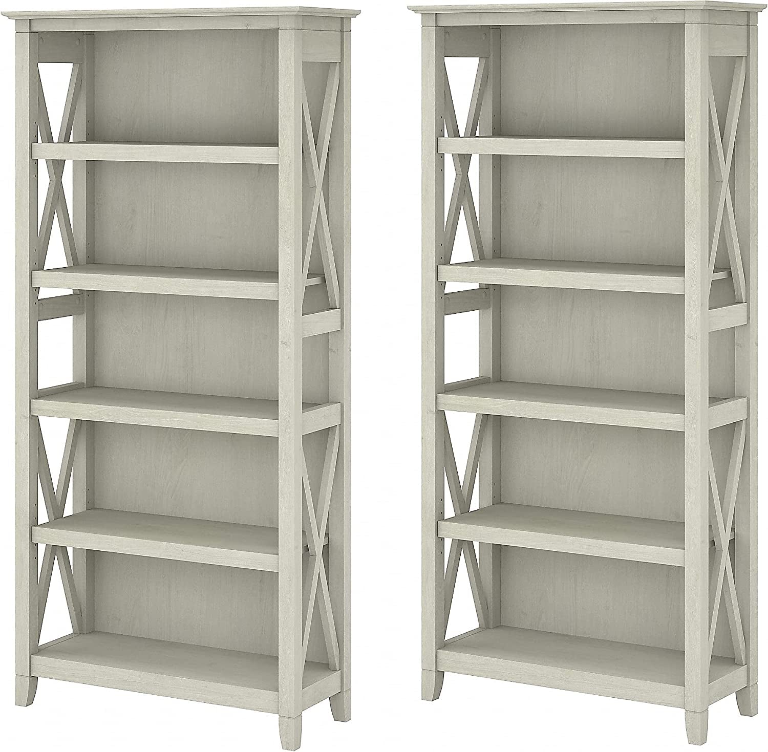 Linen White Oak Bookcase Set by Bush Furniture-0